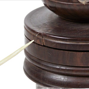 Vintage Wooden Tobacco Jar Turned Wood w/ Pipe Rest Ashtray Fitted Lid image 5