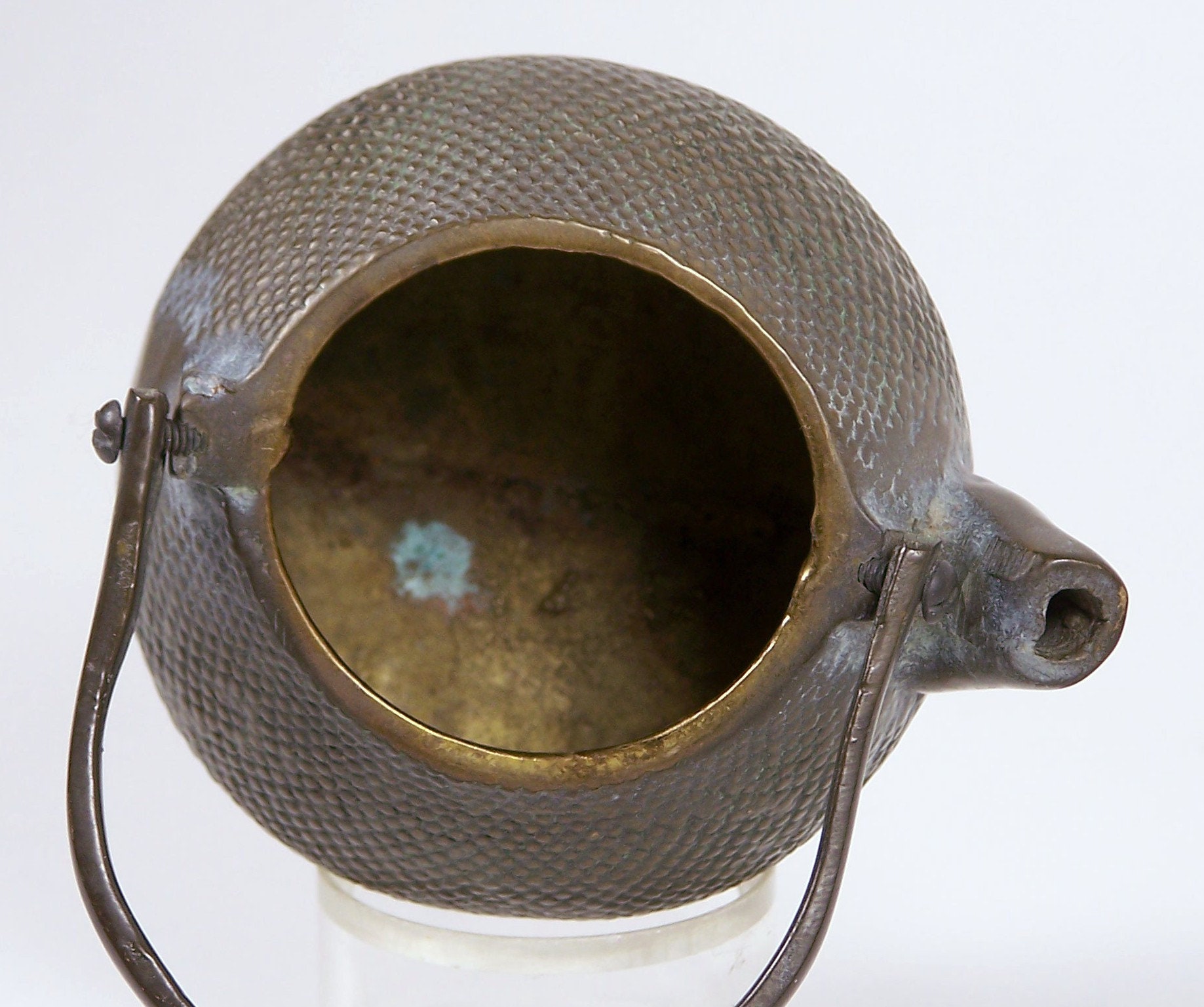 Vintage Miniature Brass Teapot Crosshatch Design Swivel Handle Etsy