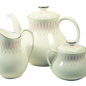 Vintage Mid Century Modern Royal Doulton Teapot Set Pink Radiance