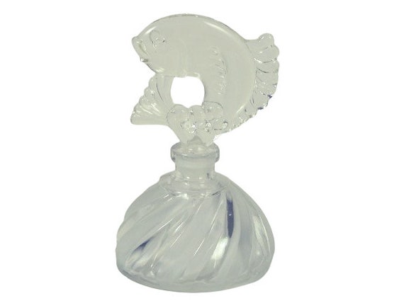 Vintage Glass Perfume Cologne Scent Bottle Froste… - image 1