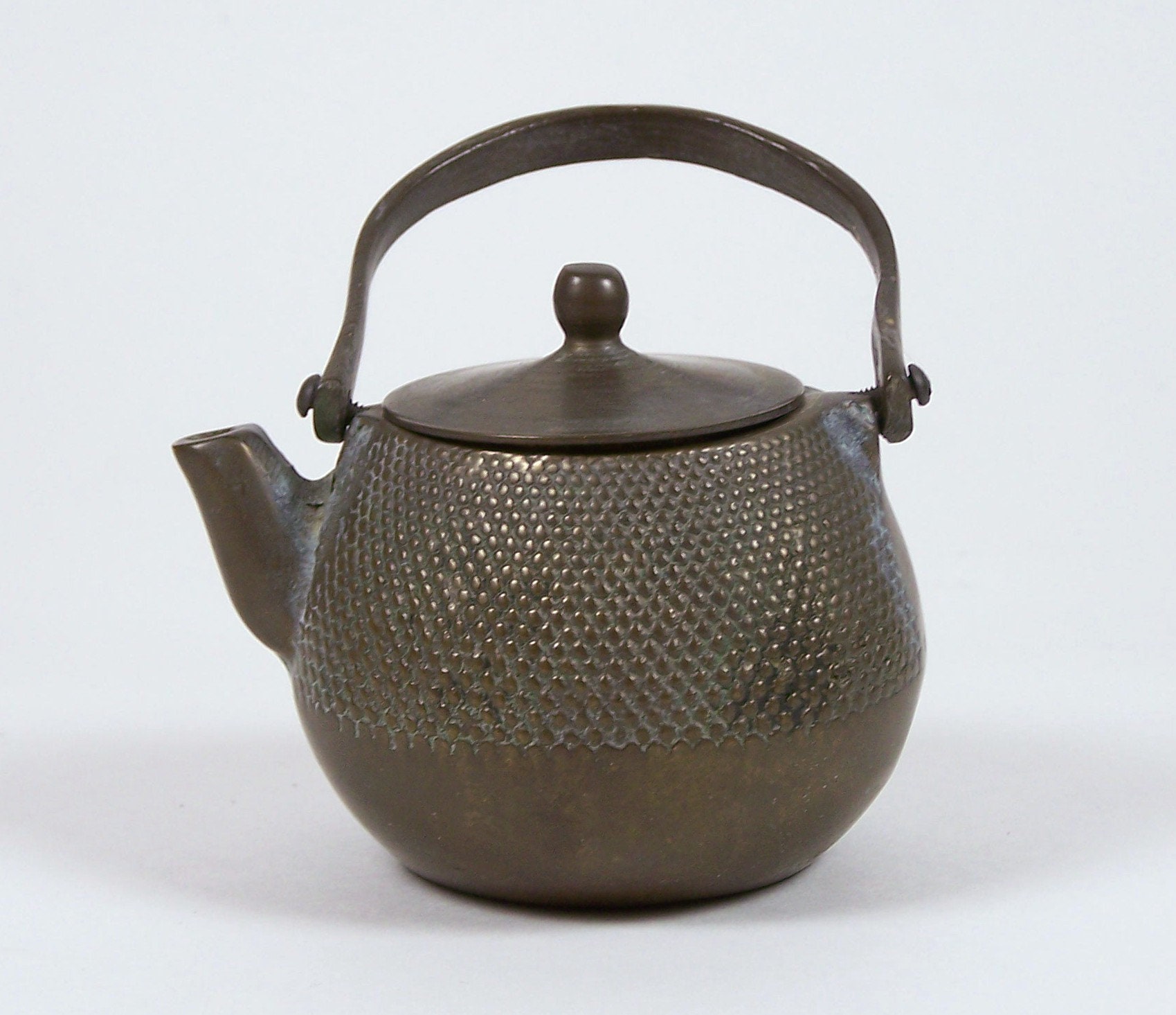 Vintage Miniature Brass Teapot Crosshatch Design Swivel Handle Etsy