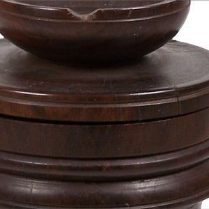 Vintage Wooden Tobacco Jar Turned Wood w/ Pipe Rest Ashtray Fitted Lid image 3