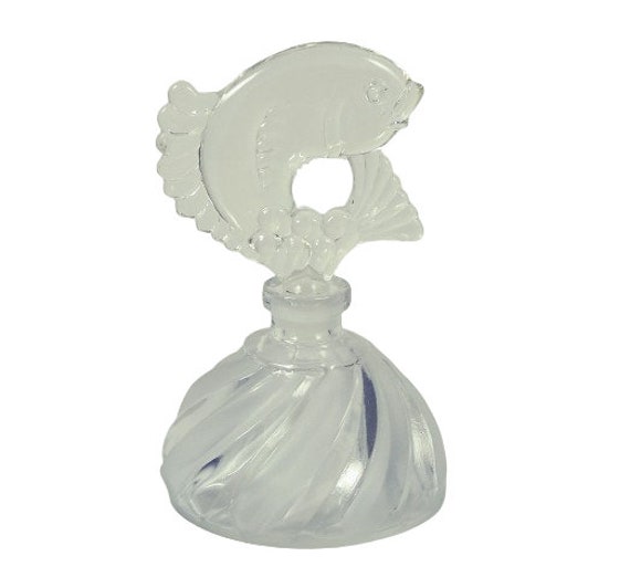 Vintage Glass Perfume Cologne Scent Bottle Froste… - image 5