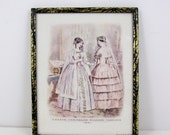 Framed Art Print Godey's Unrivalled Colored Fashions 1851 Bride Wedding Dress