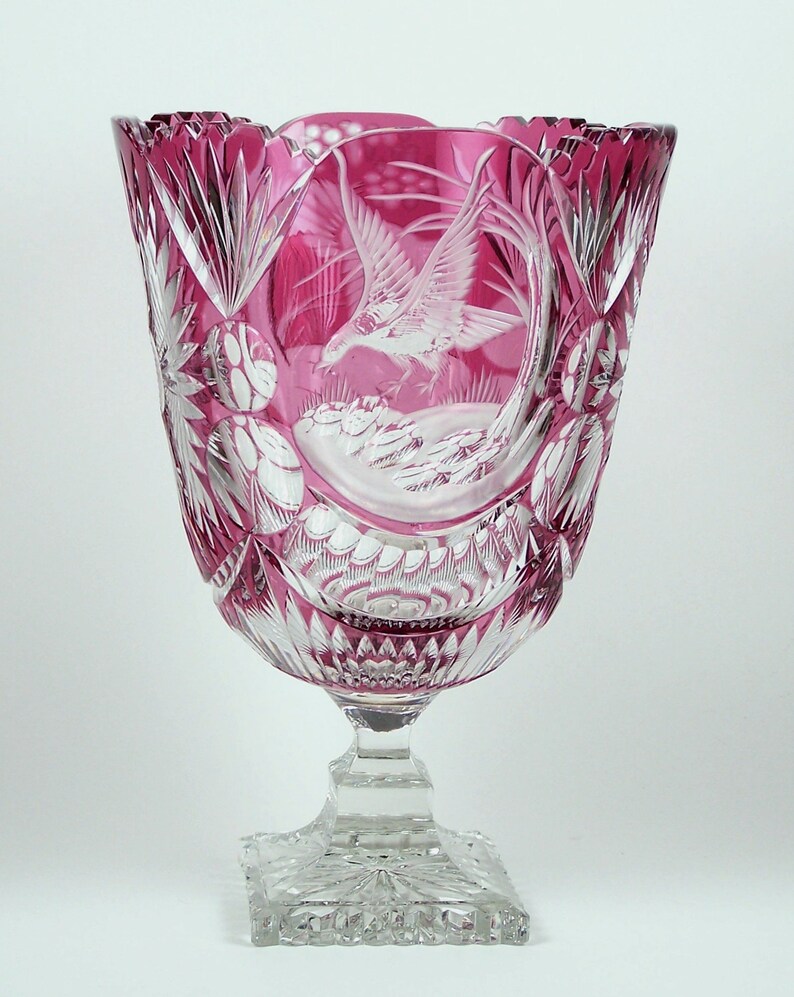 vintage cranberry glass pedestal vase ref= 1&pro=1
