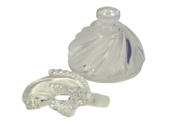 Vintage Glass Perfume Cologne Scent Bottle Froste… - image 7