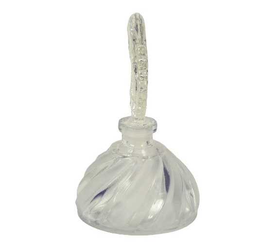 Vintage Glass Perfume Cologne Scent Bottle Froste… - image 4