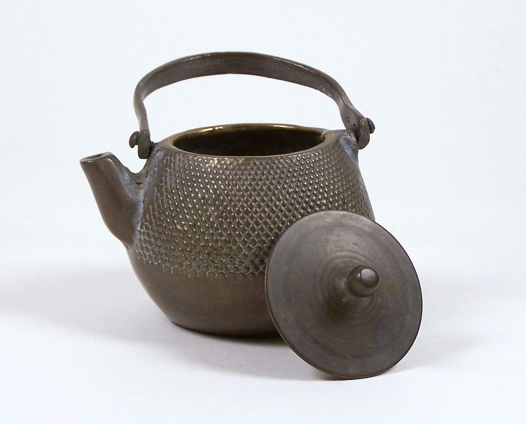 Vintage Miniature Brass Teapot Crosshatch Design Swivel Handle Etsy