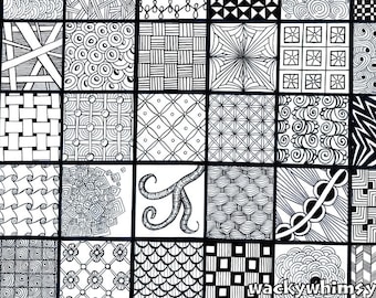 Coloring Page - Instant Download - Zendoodle, Tangle, Printable Doodle, For Adults, Teens, Children. "Quilt"