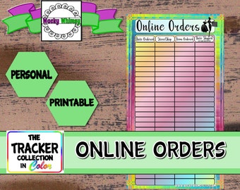 Online Order Tracker Planner Insert | Tropical Rainbow Collection  Printable | Personal Size | Color Crush, Filofax, Kikki K, Heidi Swapp