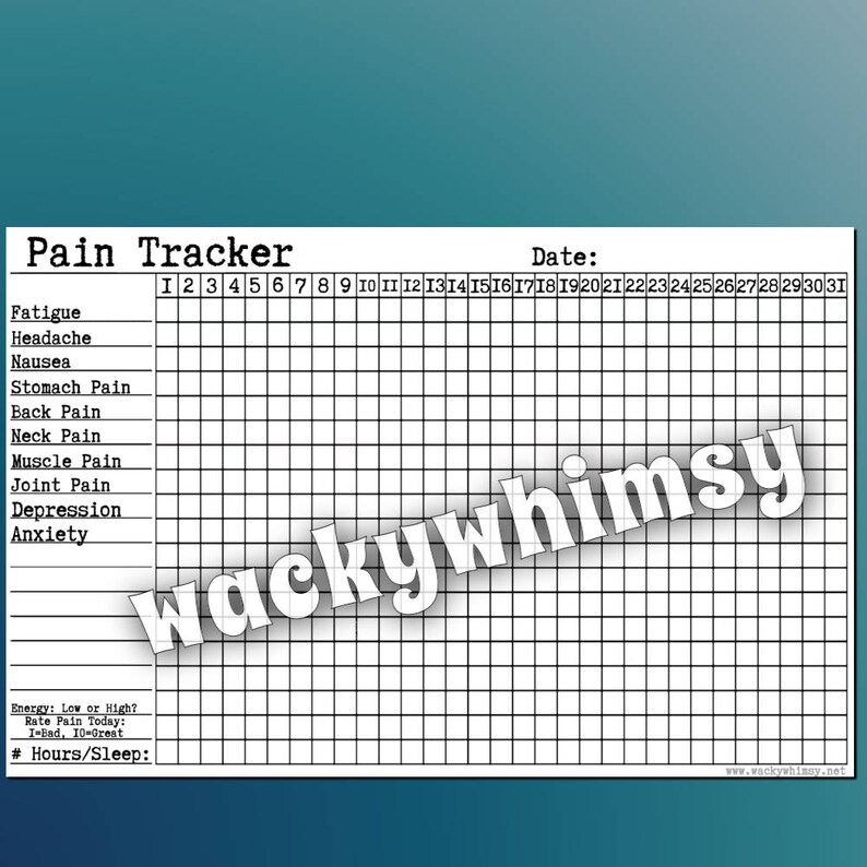 Planner Insert pain Tracker Headache Etsy