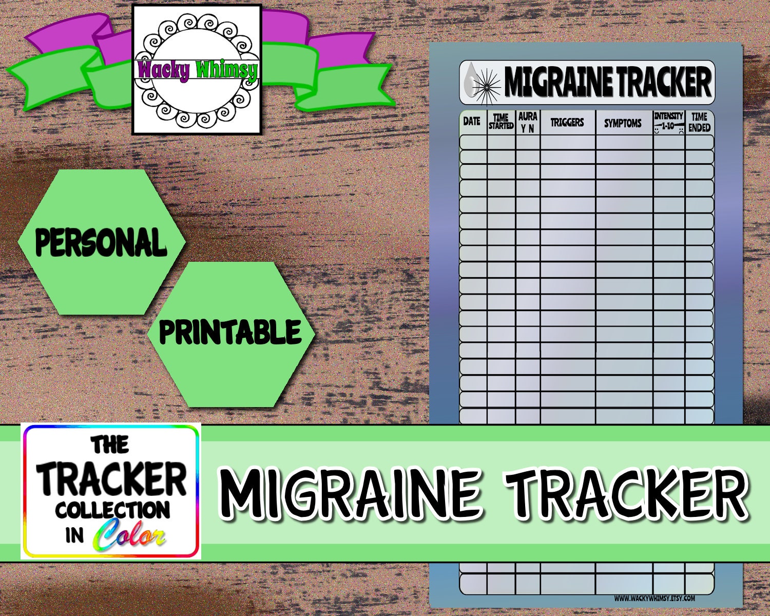 Migraine Tracker Planner Insert | Color | Printable | Personal Size ...