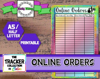 Online Order Tracker Planner Insert | Rainbow | Printable | A5/Half Letter | Shopping Log| Carpe Diem, Filofax, Kikki K, Arc