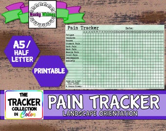 Planner Insert | Pain Tracker: Headache, Fibro,Depression,Anxiety | Printable | Color | A5/Half Letter | Fits Recollections, Filofax, Arc