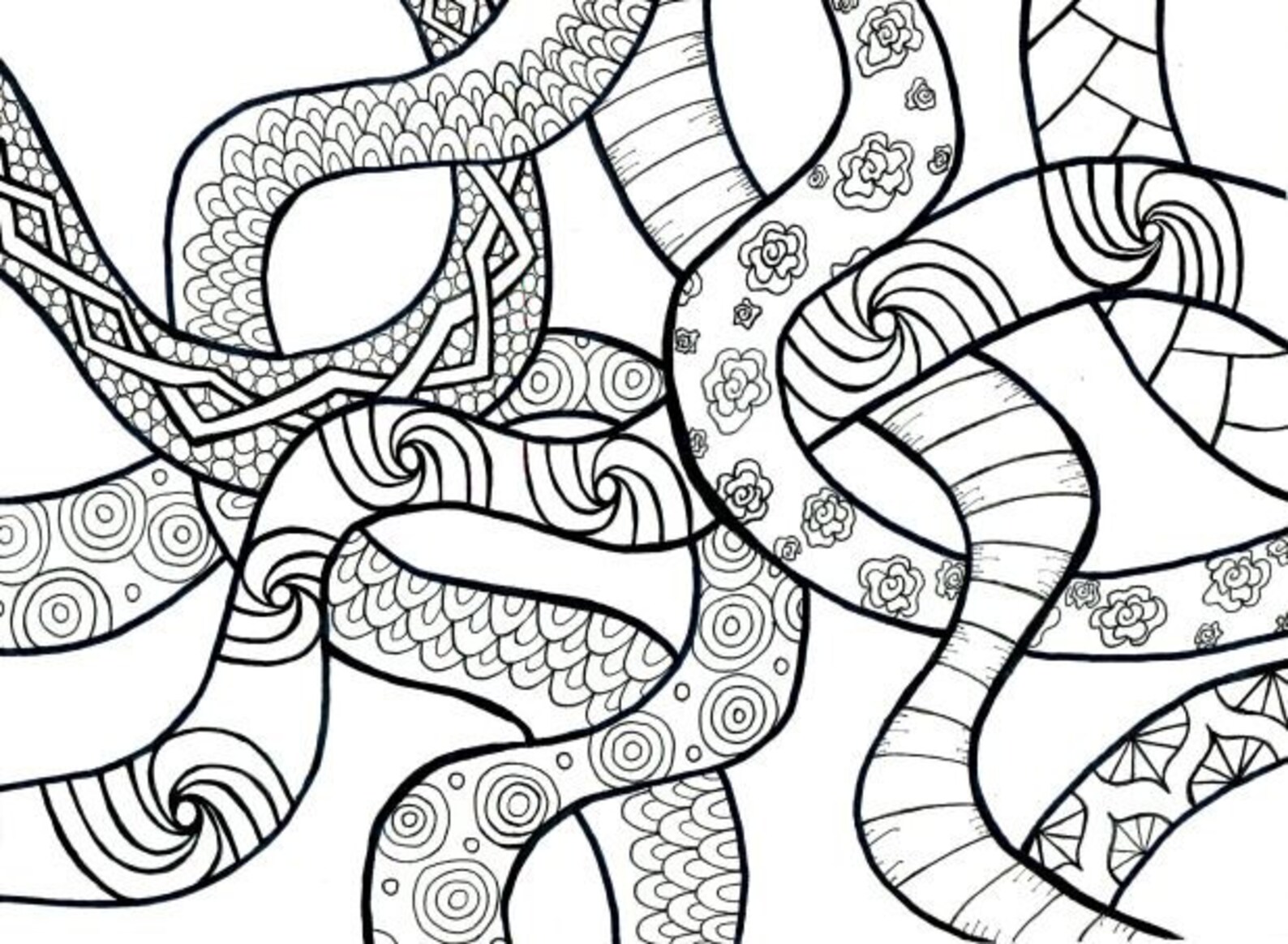Coloring Page - Ribbons - Instant Printable Download - Doodle, Tangle ...
