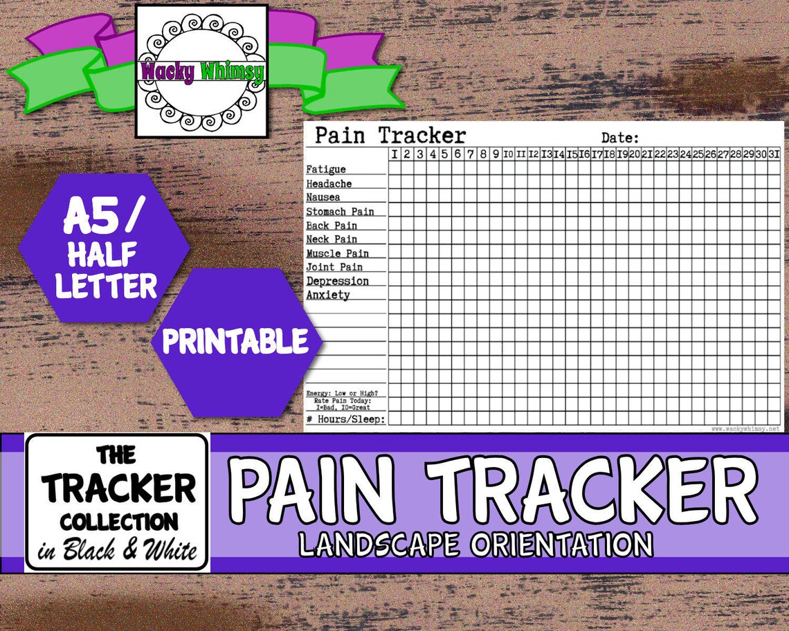 Planner Insert pain Tracker Headache Etsy