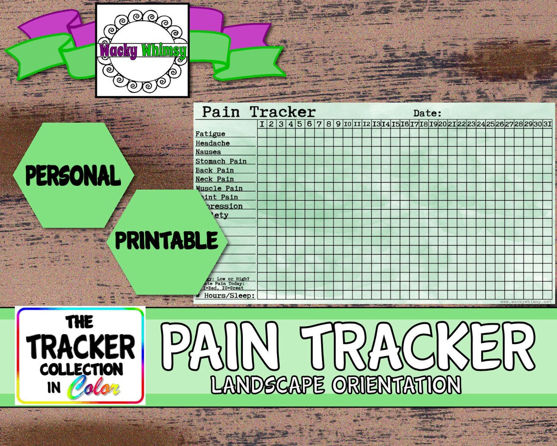 Planner Insert pain Tracker Headache Etsy