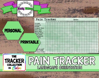 Planner Insert |Pain Tracker: Headache, Fibro,Depression,Anxiety | Printable | Personal Size| Fits Color Crush, Filofax, Heidi Swapp, KikkiK