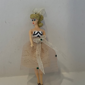 The world smallest dressed Barbie doll by JingsCreations orange white stripes mini dress
