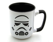 Trooper Stoneware Coffee Mug White with Black Handle