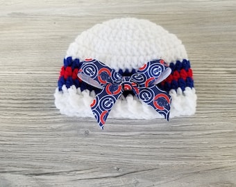 Baby Hat, Chicago Cubs, Crochet, Handmade,