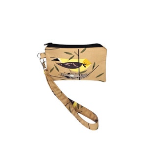 Small Zipper Pouch, Charley Harper Nesting Yellow Bird Zip Coin Purse, Perfect Small Gift, Made in Ohio
