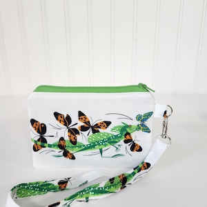 Charley Harper, Lagarto y Mariposas, Monedero de pulsera de monedas, Tela orgánica, Perfecto para recados, Hecho en Ohio