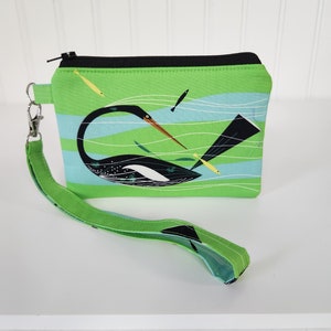 Charley Harper, Waterbird, Monedero de pulsera de monedas, Tejido orgánico, Perfecto para recados, Hecho en Ohio
