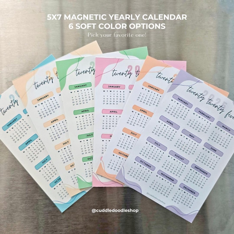 2025 Magnetic Yearly Calendar Minimalist Fridge Planner Year at a