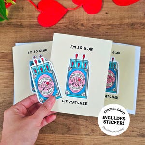 Tarjeta "Me alegro mucho de que hayamos coincidido", tarjeta de felicitación con pegatina que combina a la perfección, tarjeta de pareja, regalo de aniversario o San Valentín, tamaño A2 en blanco