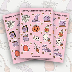 Halloween Planner Stickers: Spooky Season Vinyl Decals (4x6 Sheet)