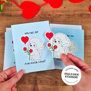 Du bist mein Fur-Ever Liebeskarte, handgemachte Valentinstag Aufkleberkarte, Hundeliebhaber Grußkarte mit Aufkleber, Wortspielkarte, Geschenk für sie für ihn