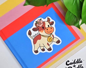 Taurus Zodiac Sticker: Kawaii Astrology Vinyl Decal