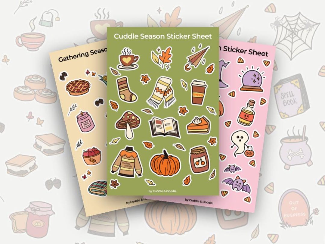 Fall Sticker Sheet Bundle – Cozy Halloween & Thanksgiving Planner ...