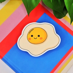 Kawaii Fried Egg Sticker: Waterproof Vinyl Decal for Laptop, Water Bottle