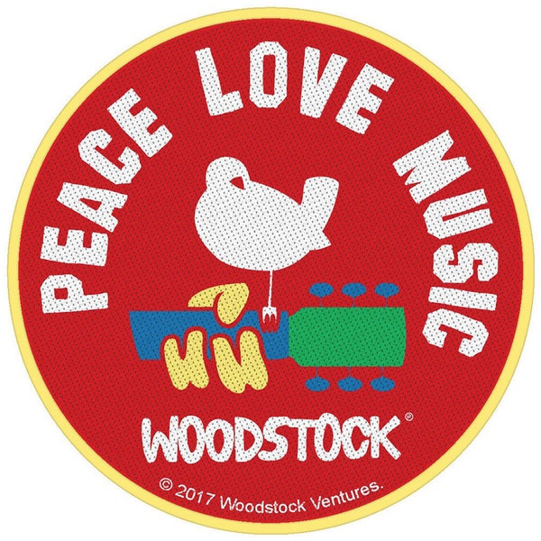 Woodstock - Peace Love Musik Aufnäher 9cm Dia