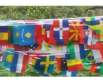 100 flag Multi Nation Bunting 25 metres Cloth Fabric approx from klicnow
