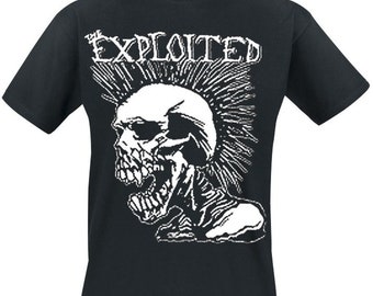 The Exploited Mohican Skull Ufficiale Uomo Nuovo Nero T Shirt - Foto 4