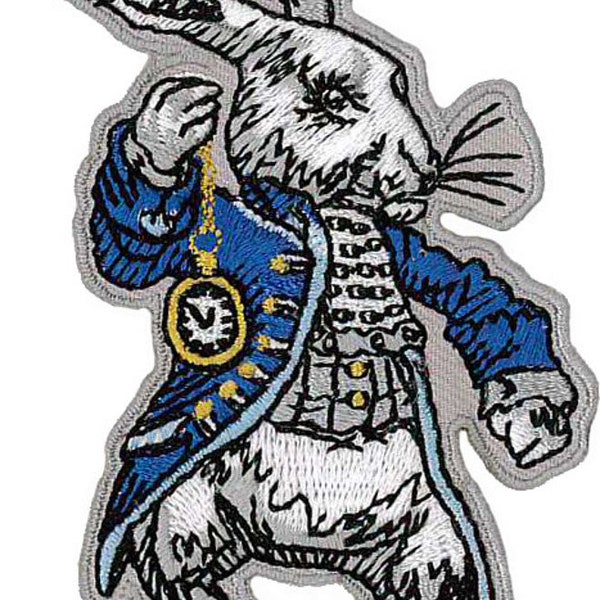 White Rabbit Embroidered Patch 9cm x 5.5cm