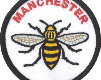Manchester Bee Embroidered Patch 7cm Dia