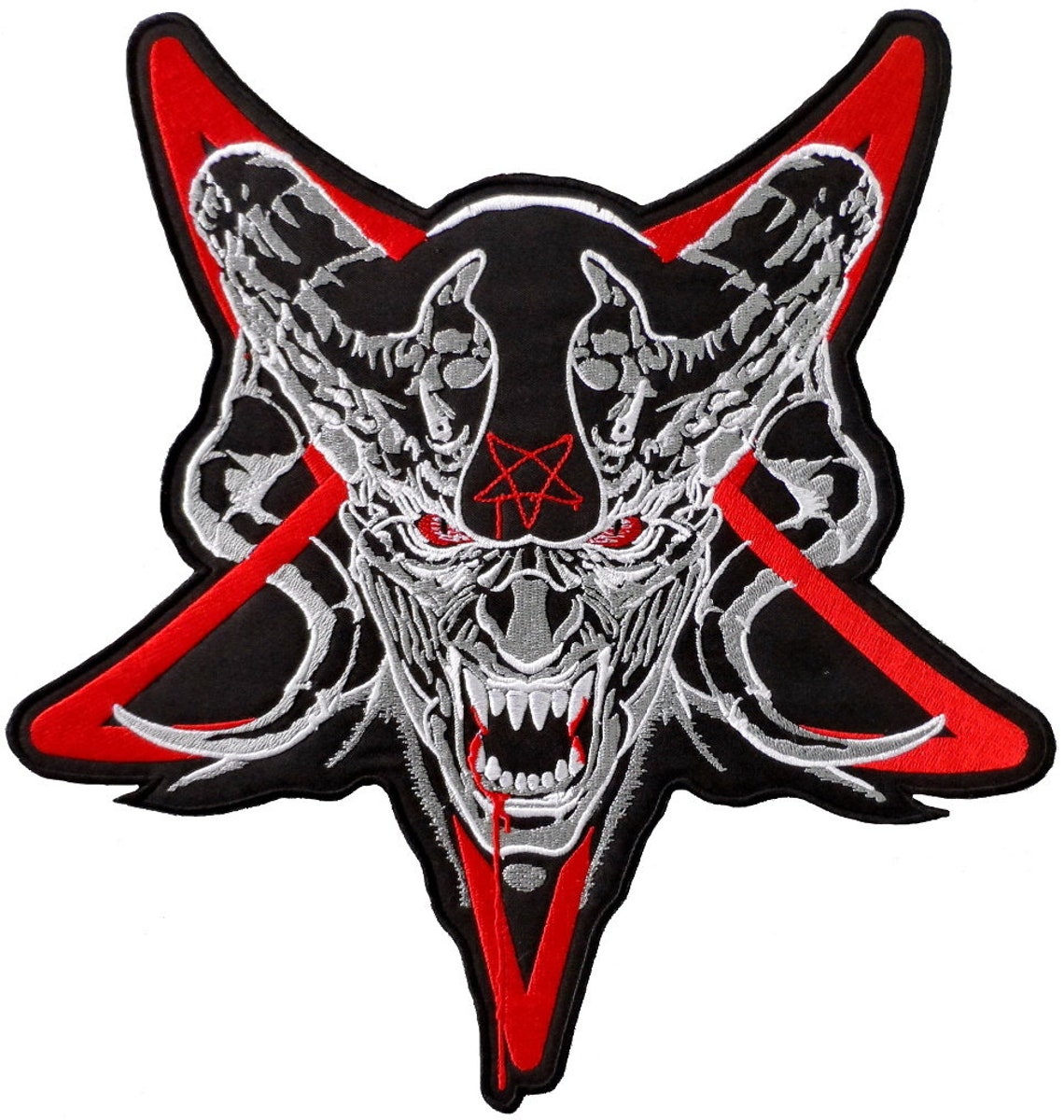 Pentagramm Teufel Bestickter Rücken Aufnäher 265cm x 28cm Etsy