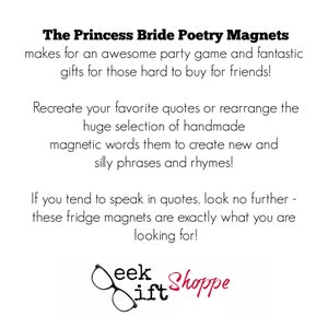 Princess Story Poetry Magnets / Refrigerator Magnet / As You Wish Gifts / Fandom Quotes / Bride Movie / 80s Cult Movie / Gifts for Geeks image 4