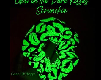 Glow in the Dark Kiss Lips Scrunchie • Cute Hair Scrunchy HS0007 • Halloween Valentine Hair Tie • 90s Fashion Style • Unique Teen Girl Gift