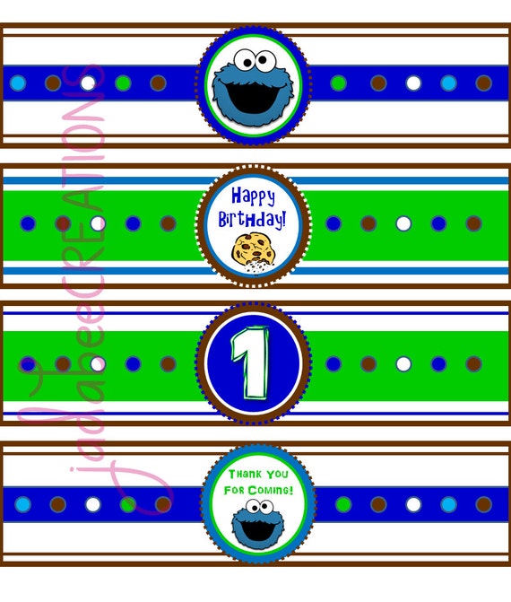 Cookie Monster Water Bottle Labels | Etsy