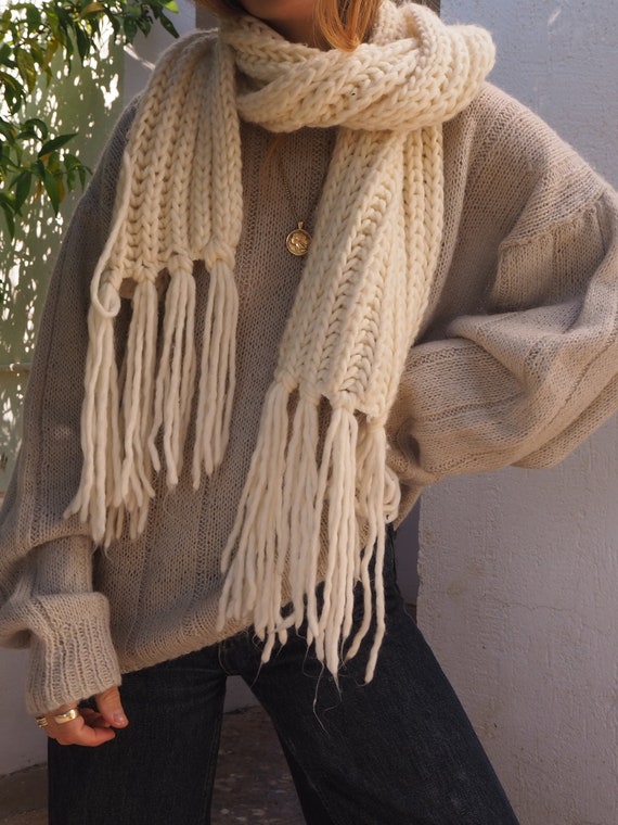 OVERSIZED SCARF // Oversized Cream Scarf // Vintag