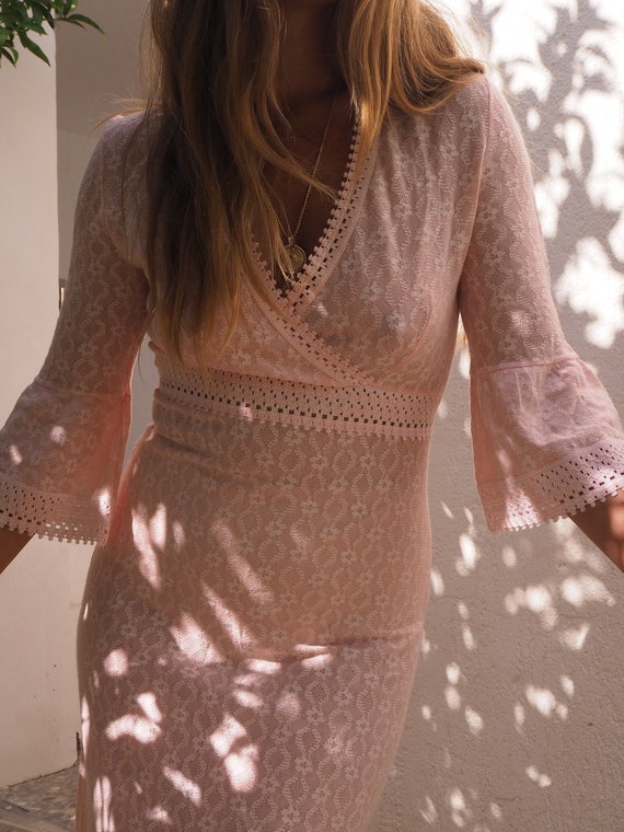 VINTAGE 60s MAXI DRESS // Pink maxi dress // Bell