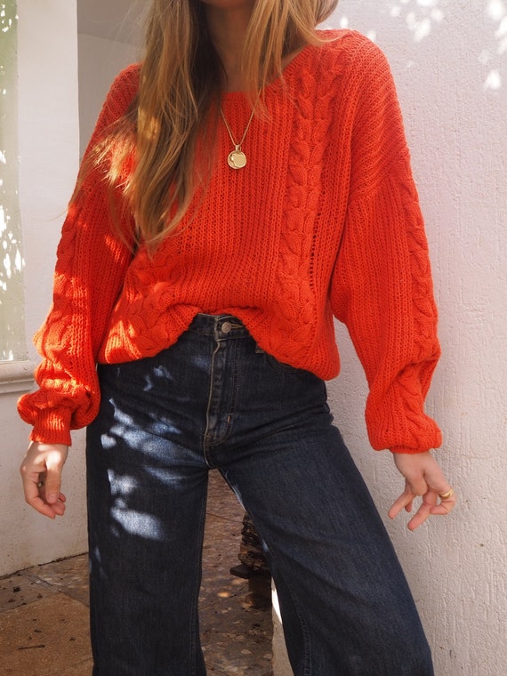 VINTAGE ORANGE KNIT // Vintage knit Sweater