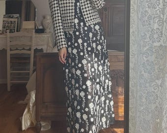 Vintage Black White Silk Wool Jacket