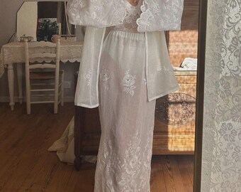 Vintage Lace Long Sleeved Matching Set Skirt
