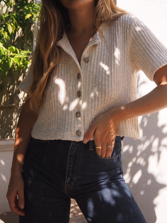 VINTAGE KNIT CARDIGAN // Cropped vintage knit card